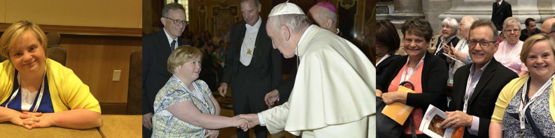 Bridget Brown with her family and Pope Francis