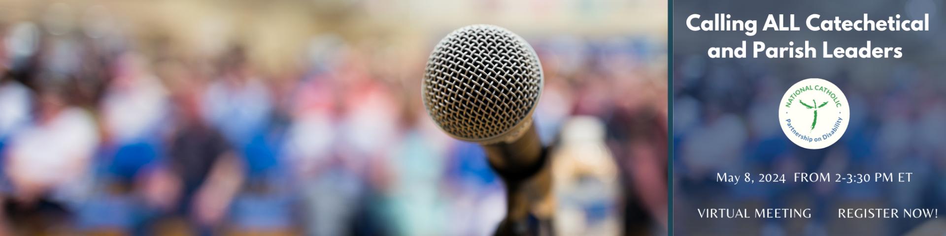 Microphone before a crowd, advertising event