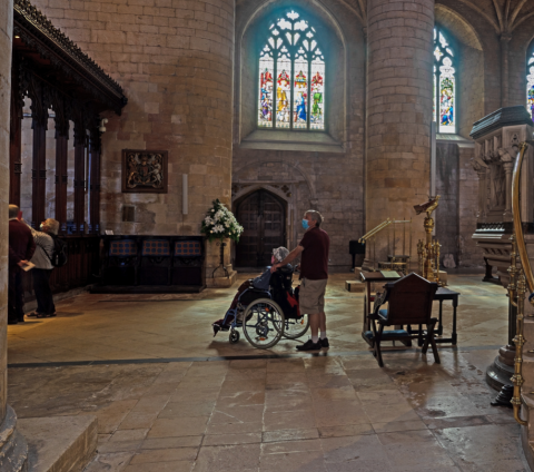 Person using a wheelchair in a Church