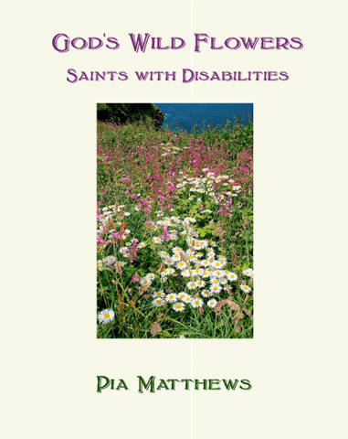 Cover of book: God's Wildflowers by Pia Matthews. Cover has a picture of a field of wildflowers