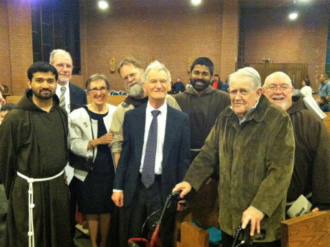 Martin with the Capuchin Religious Brothers, his wife, and his friends