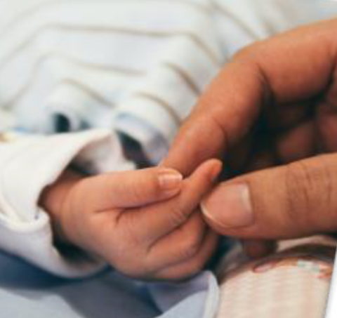 mom holding baby's hands