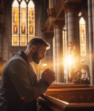 A man in church praying
